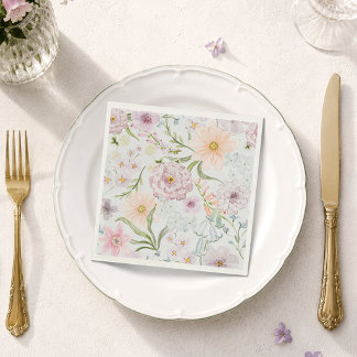 Papel Servilleta Floral Pastel de Jardín de Cabaña