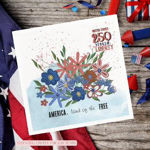 Papel Servilleta Floral Patriótica de 250 Años de Libert