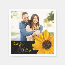 Papel servilleta girasol con el nombre de la pareja y fo