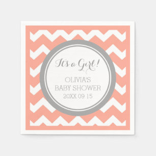 Papel Servilleta gris coralina de Baby Shower del