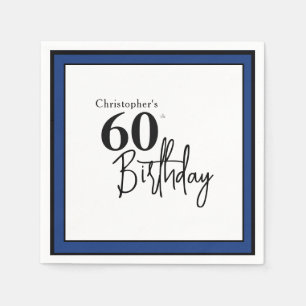 Papel Servilleta moderna de cumpleaños 60 en elegante az