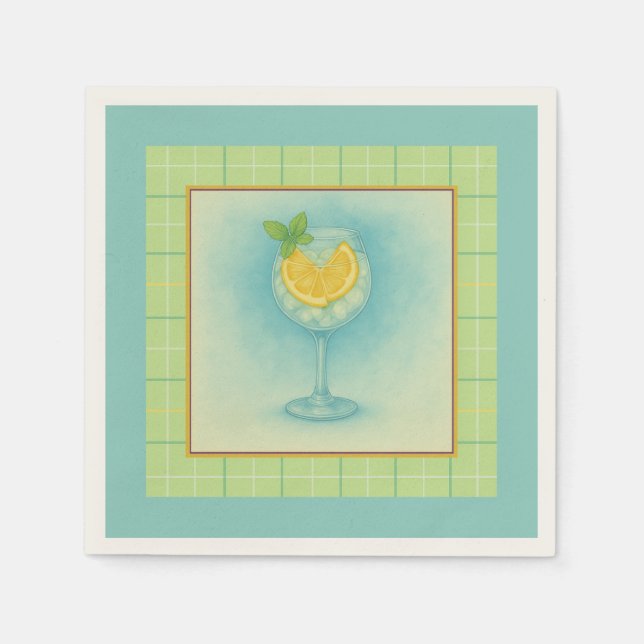 Papel Servilleta para Cóctel Gin & Tonic – Cuadros de Me (Anverso)