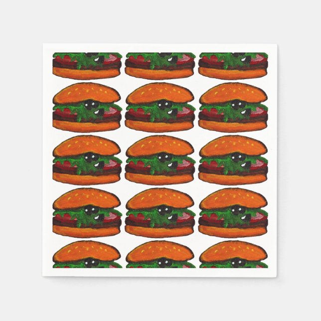 Papel Servilleta para fiesta de cumpleaños de hamburgues (Anverso)