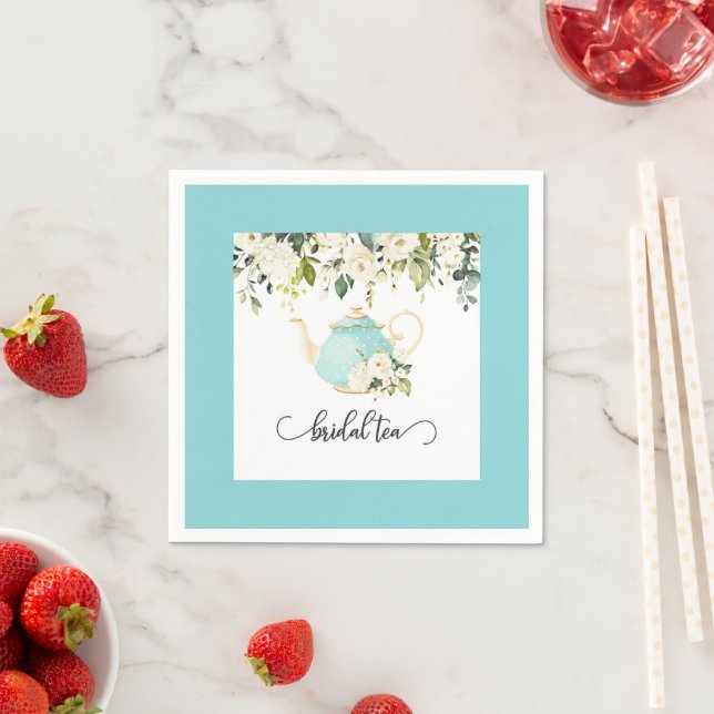 Papel Servilleta para Té de Novia - Borde Azul (In situ)