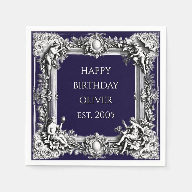 Papel Servilleta personalizada con marco de rollo victor (Anverso)