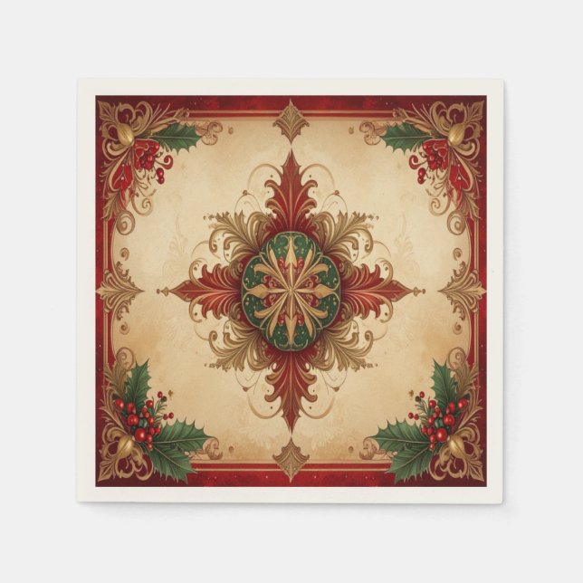 Papel Servilleta Roja Decorativa de Fiesta (Anverso)