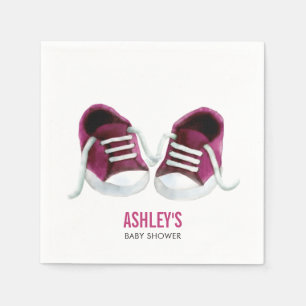 Papel Servilleta rosada de Baby Shower de las zapatillas