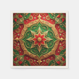 Papel Servilleta Verde Roja Decorativa de Fiesta