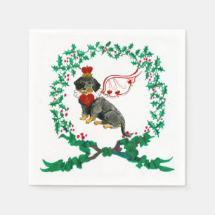 Papel Servilleta Wirehaired del navidad del Dachshund de