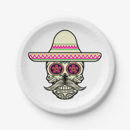 Papel Simple Dia de Muertos Skull con Gorra | Plato de p
