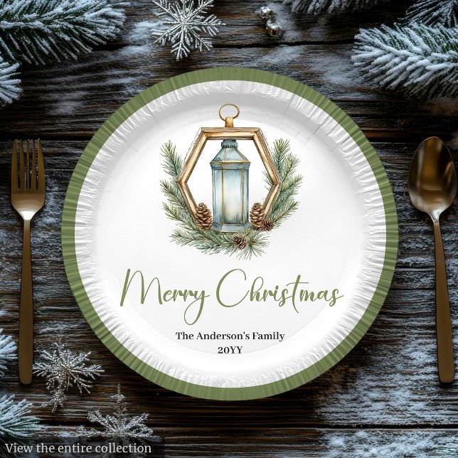 Papel Simple Linterna de Navidad Bohemio en Plato Neutra (Simple Bohemian Christmas Lantern in Neutral Plate

)
