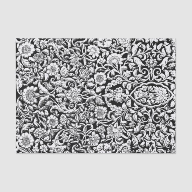 Papel tapicería Antiguo Decoupage blanco negro (Anverso)