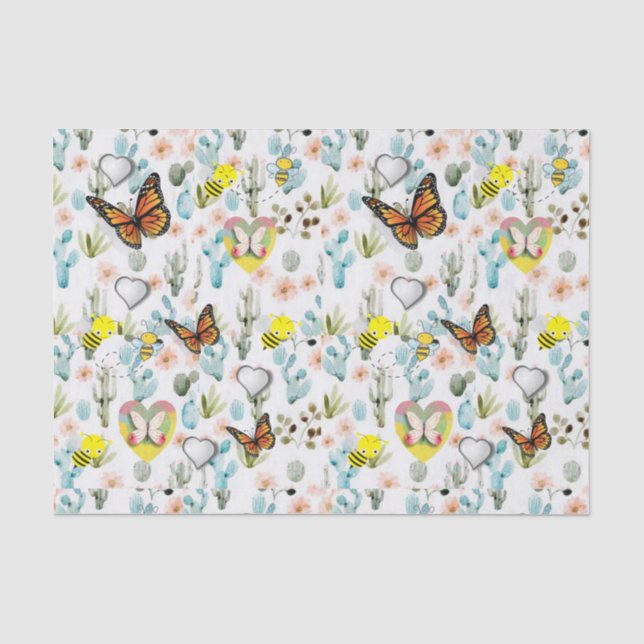 Papel tapicero abejas mariposa del día de la madre (Anverso)