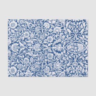 Papel tapicero Antiguo Decoupage azul blanco