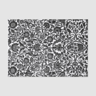 Papel tapicero Antiguo Decoupage Floral Blanco Neg