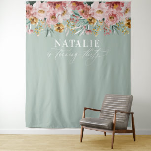 Papel tapiz chic de cumpleaños 30 floral acuarela 