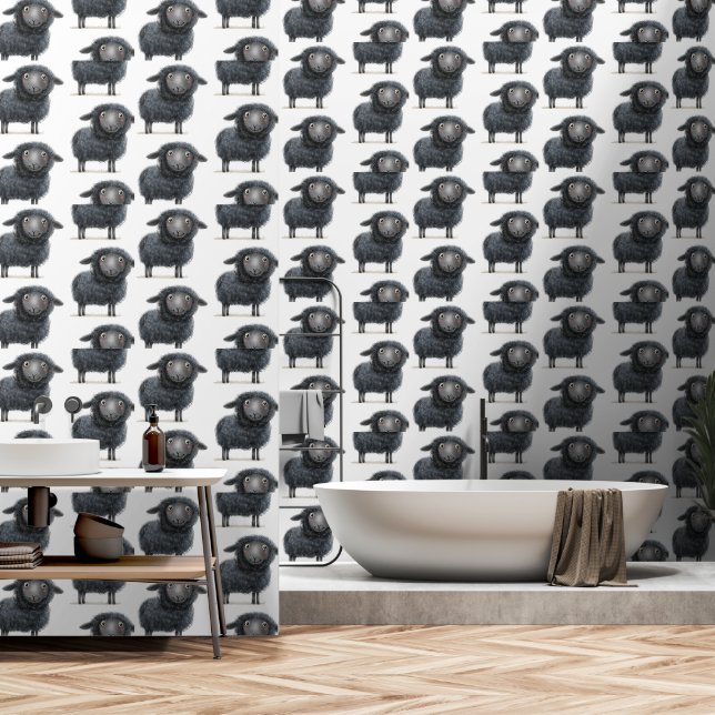 Papel tapiz de papel de la pared de ovejas negras (Baño)