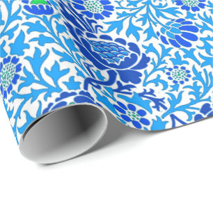 Papel tapiz floral jacobeo, marina y azul cerulean