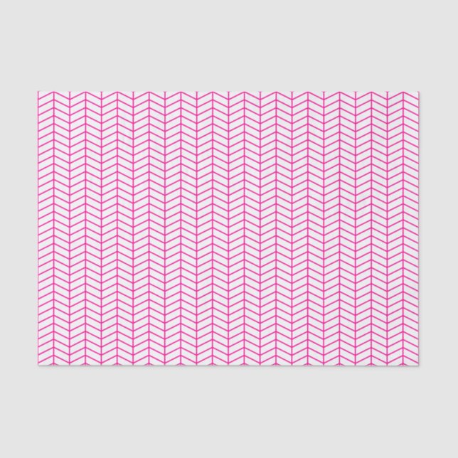 Papel tapón Chevron - Rosa caliente en blanco (Anverso)