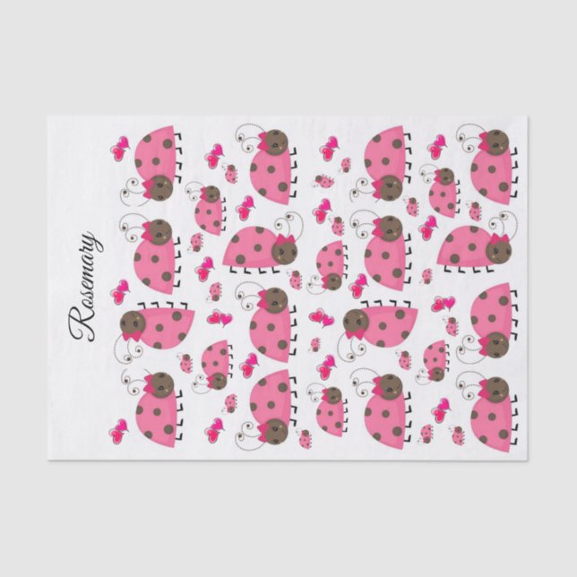 Papel tapón rosa Ladybugs (Anverso)
