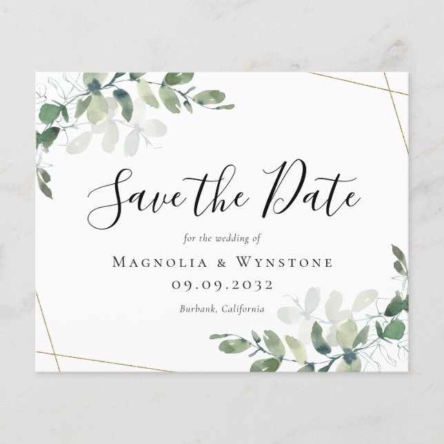 PAPEL Tarjeta de Boda de Acuarela de Eucalipto par (Frente)