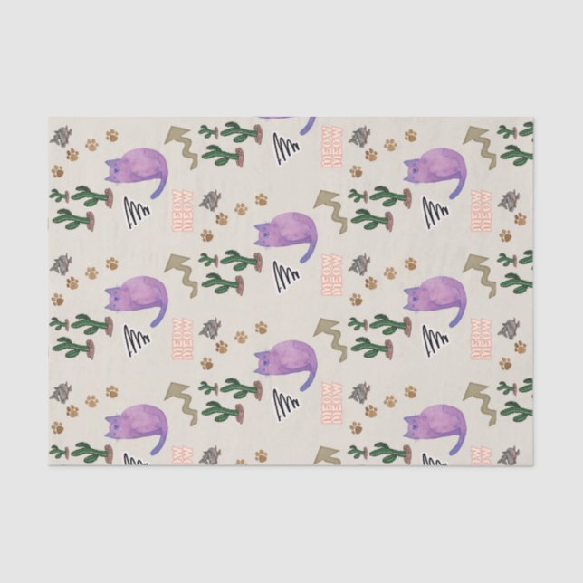 Papel Tejido Cat Fish Cactus Meow Paws (Anverso)
