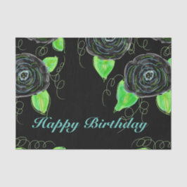 Papel Tejido Con Impresión Floral Negro