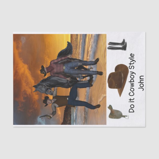 Papel Tejido Cowboy Style Saddle Horse Country Boy (Anverso)