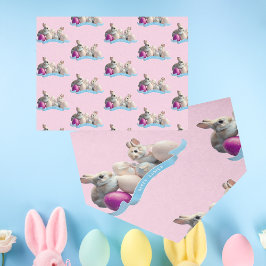 Papel Tejido de Pascua Dos Conejos y Huevos de Pas