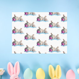 Papel Tejido de Pascua Dos Conejos y Huevos de Pas