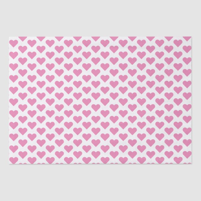 Papel Tejido del patrón de corazones rosados delga (Anverso)