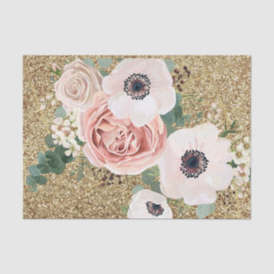 Papel Tejido Envolver Rosa de Oro de Jardín Geomét