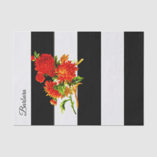 Papel Tejido Flor de banda negra