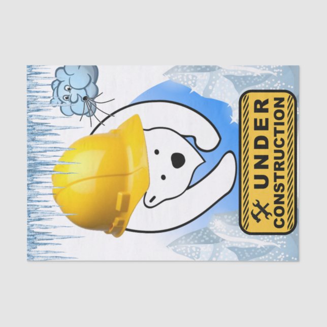 Papel Tejido Oso Polar En Nubes De Construcción (Anverso)