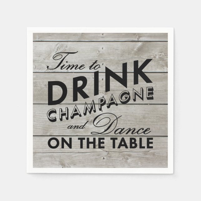Papel Tiempo de servilleta rústica para beber champán (Anverso)