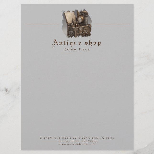 Papel timbrado antiguo de Steampunk (Anverso)