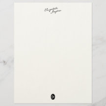 Papel Timbrado con Monograma de Nombre Escrito a M