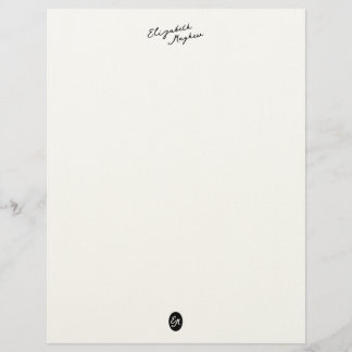Papel Timbrado con Monograma de Nombre Escrito a M