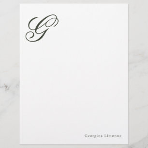 Papel Timbrado con Monograma en Verde Bosque Elega