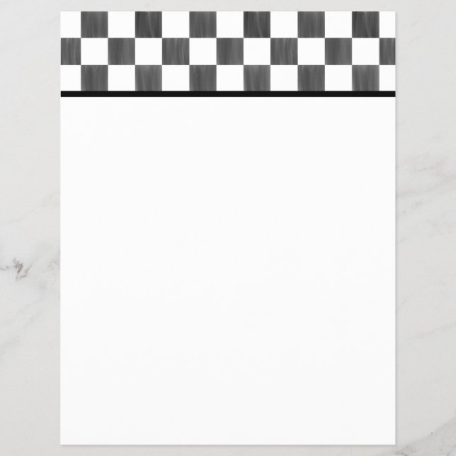 Papel Timbrado de Cuadros en Blanco y Negro (Frente)