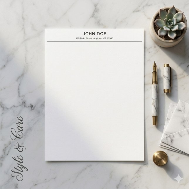 Papel Timbrado de Oficina Personalizado Minimalist (Modern Minimalist Personalized Office Letterhead)