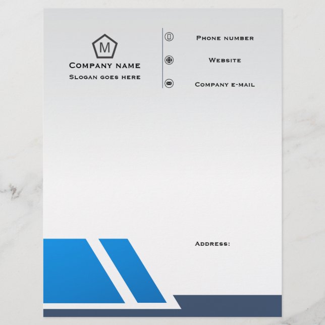 Papel Timbrado Geométrico Azul Moderno (Anverso)