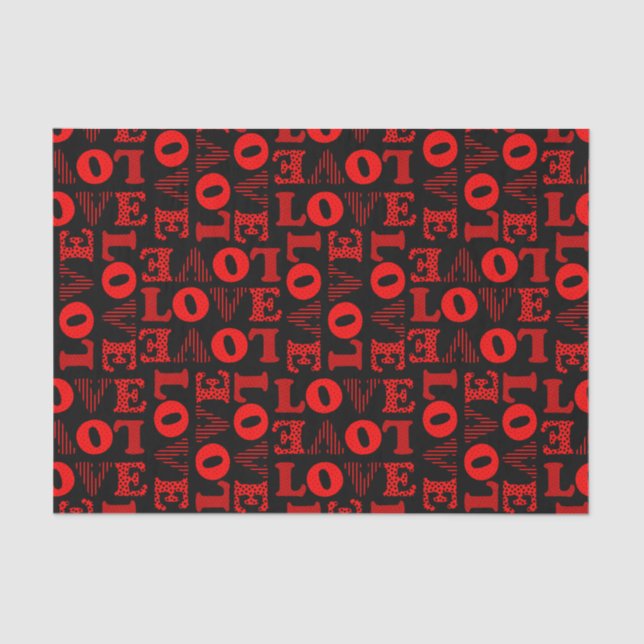Papel tisú de amor rojo y negro (Anverso)