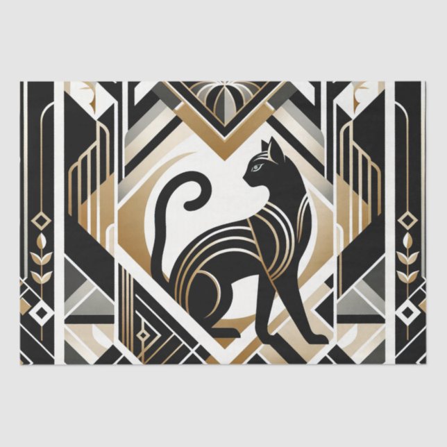 Papel tisú decorativo de gato abstracto moderno (Anverso)