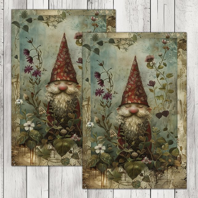 PAPEL TISÚ DECOUPAGE GNOME BOSQUE PEQUEÑO (LITTLE FOREST GNOME DECOUPAGE TISSUE PAPER)