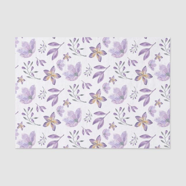 Papel tisú floral púrpura acuarela (Anverso)