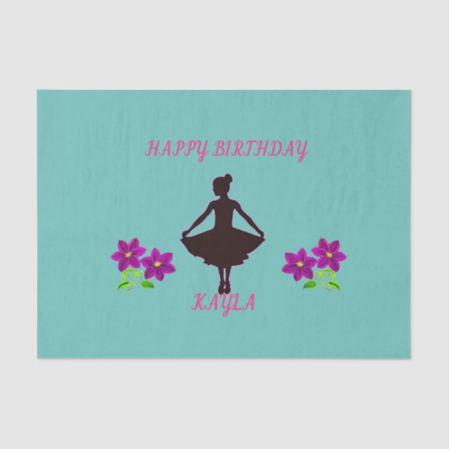 Papel tisular de Ballerina con nombre personalizad (Anverso)