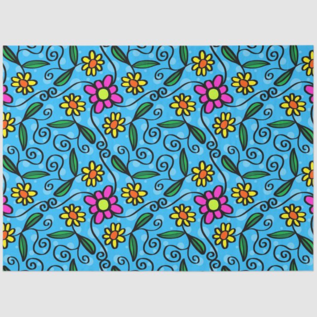 papel tisular de flores de doodle (Anverso)