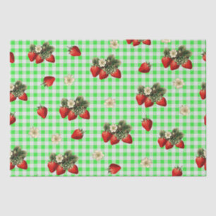 Papel tisular de fresa en gingham verde