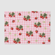 Papel tisular tisular lindo de fresa y gingham roj